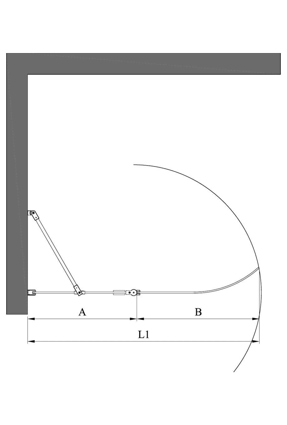 Curved hinged shower screen with fixed part Hietakari Infinia 224 – 2