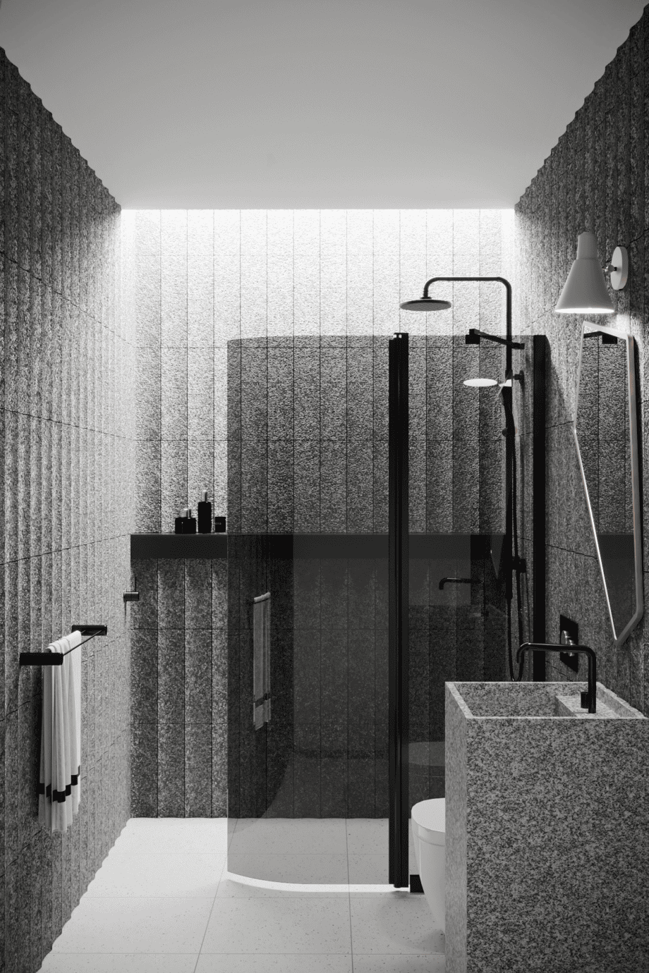 Curved hinged shower screen with fixed part Hietakari Infinia 224, black frame, grey tinted glass Curved hinged shower screen with fixed part Hietakari Infinia 224, black frame, grey tinted glass
