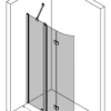 Curved folding shower screen with fixed part Hietakari Infinia 225 – 3D drawing