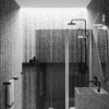 Curved folding shower screen with fixed part Hietakari Infinia 225, aluminium frame, grey tinted glass