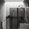 Curved folding shower screen with fixed part Hietakari Infinia 225, black frame, grey tinted glass