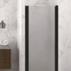 Hinged shower door with wall magnet Hietakari Infinia 233, black frame, Chinchilla patterned glass