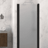 Hinged shower door with wall magnet Hietakari Infinia 233, black frame, satin frosted glass