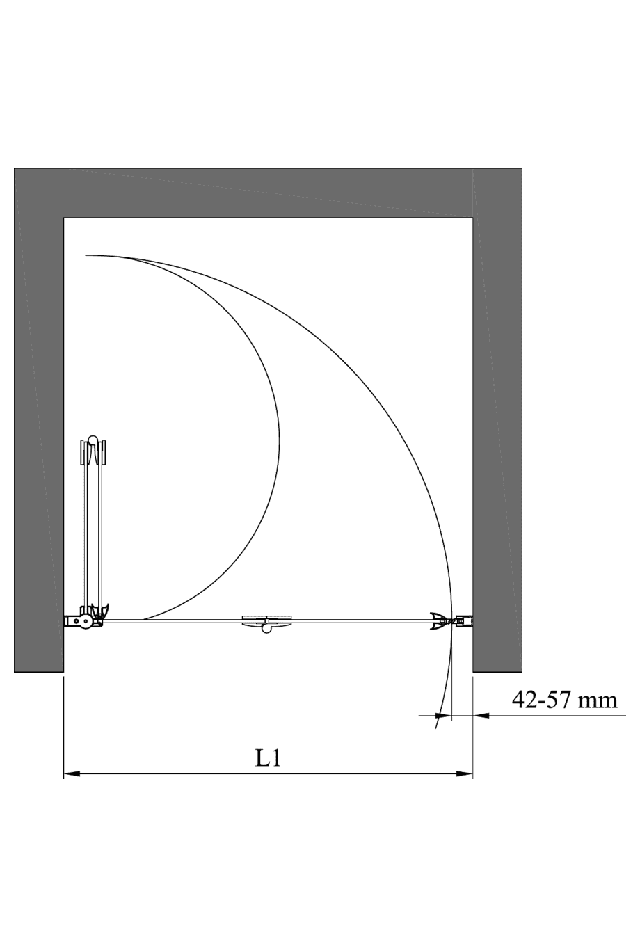 Folding shower door with wall magnet Hietakari Infinia 234 – 2
