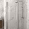 Hinged shower door with fixed part and wall magnet Hietakari Infinia 235, aluminium frame, clear glass Hinged shower door with fixed part and wall magnet Hietakari Infinia 235, aluminium frame, clear glass