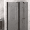 Hinged shower door with fixed part and wall magnet Hietakari Infinia 235, black frame, grey tinted glass Hinged shower door with fixed part and wall magnet Hietakari Infinia 235, black frame, grey tinted glass