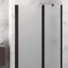 Hinged shower door with fixed part and wall magnet Hietakari Infinia 235, black frame, satin frosted glass Hinged shower door with fixed part and wall magnet Hietakari Infinia 235, black frame, satin frosted glass