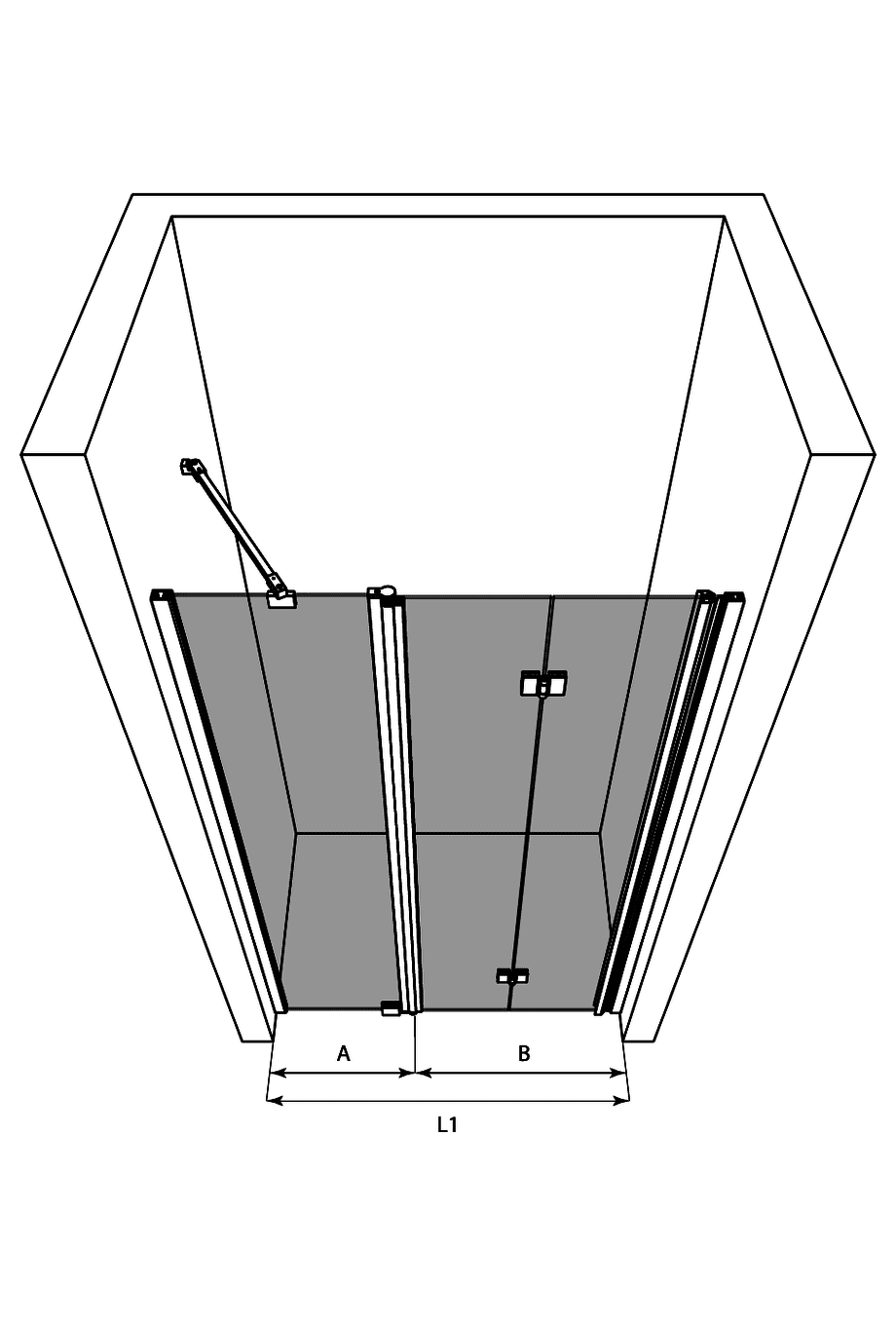Folding shower door with fixed part and wall magnet Hietakari Infinia 236 – 3