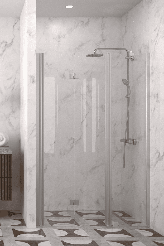 Folding shower door with fixed part and wall magnet Hietakari Infinia 236 – 4