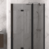 Folding shower door with fixed part and wall magnet Hietakari Infinia 236, black frame, grey tinted glass Folding shower door with fixed part and wall magnet Hietakari Infinia 236, black frame, grey tinted glass
