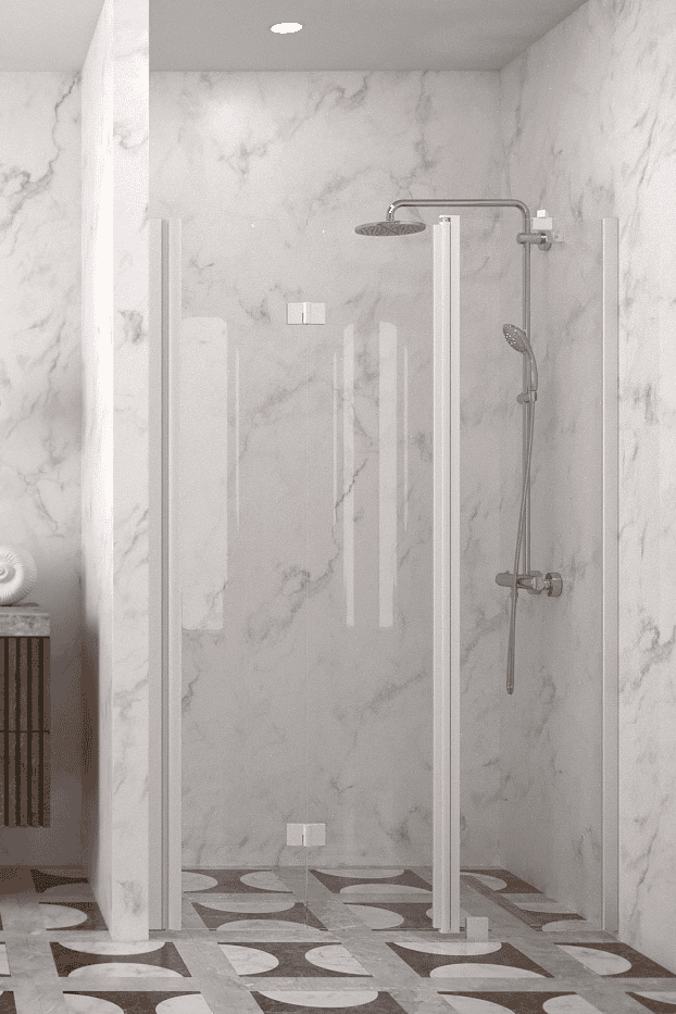 Folding shower door with fixed part and wall magnet Hietakari Infinia 236