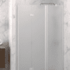 Folding shower door with fixed part and wall magnet Hietakari Infinia 236, white frame, satin frosted glass Folding shower door with fixed part and wall magnet Hietakari Infinia 236, white frame, satin frosted glass