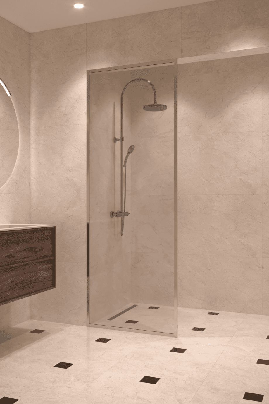 Fully framed fixed shower screen Hietakari Vetro 501, chrome fittings, clear glass Fully framed fixed shower screen Hietakari Vetro 501, chrome fittings, clear glass