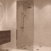Fully framed fixed shower screen Hietakari Vetro 501, chrome fittings, bronze tinted glass Fully framed fixed shower screen Hietakari Vetro 501, chrome fittings, bronze tinted glass