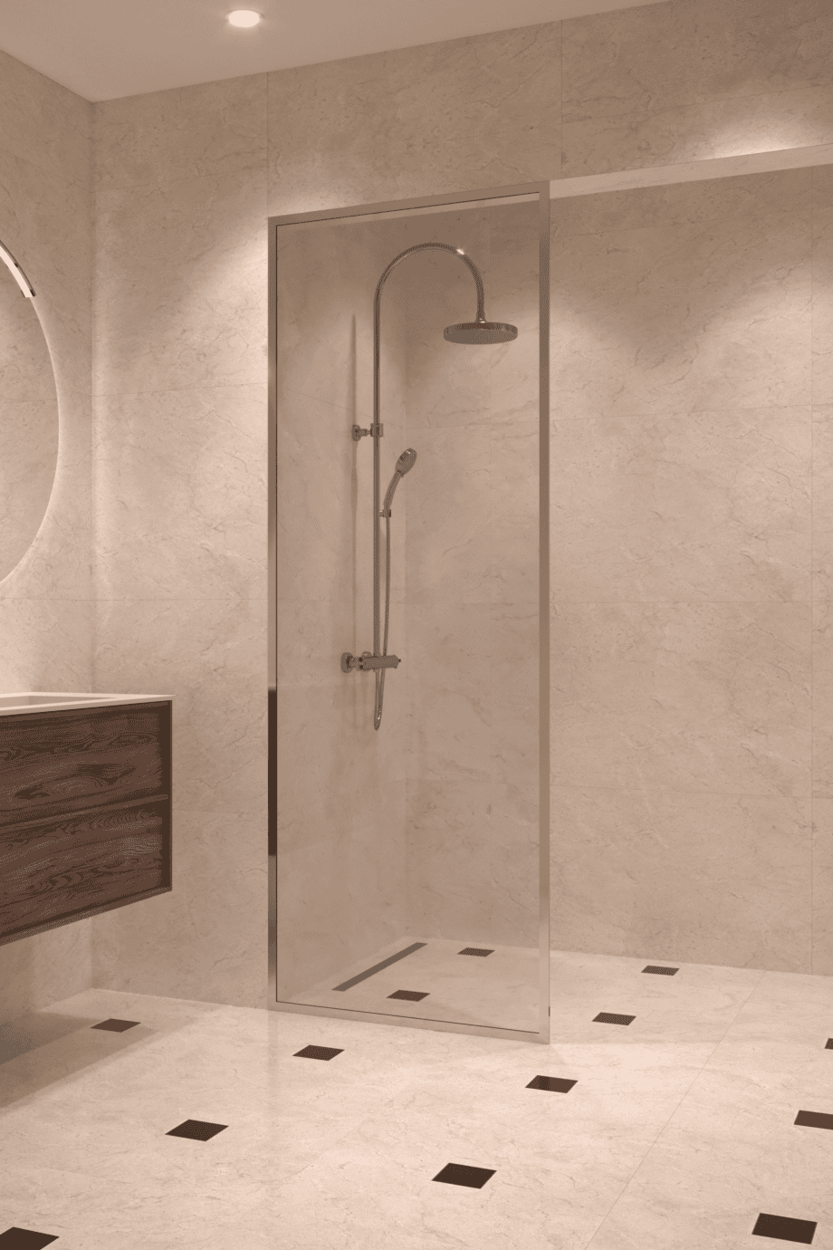 Fully framed fixed shower screen Hietakari Vetro 501, chrome fittings, super bright glass Fully framed fixed shower screen Hietakari Vetro 501, chrome fittings, super bright glass