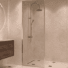 Fully framed fixed shower screen Hietakari Vetro 501, brass fittings, clear glass Fully framed fixed shower screen Hietakari Vetro 501, brass fittings, clear glass