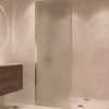 Fully framed fixed shower screen Hietakari Vetro 501, brass fittings, satin frosted glass Fully framed fixed shower screen Hietakari Vetro 501, brass fittings, satin frosted glass