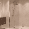 Fully framed fixed shower screen Hietakari Vetro 501, brass fittings, super bright glass Fully framed fixed shower screen Hietakari Vetro 501, brass fittings, super bright glass