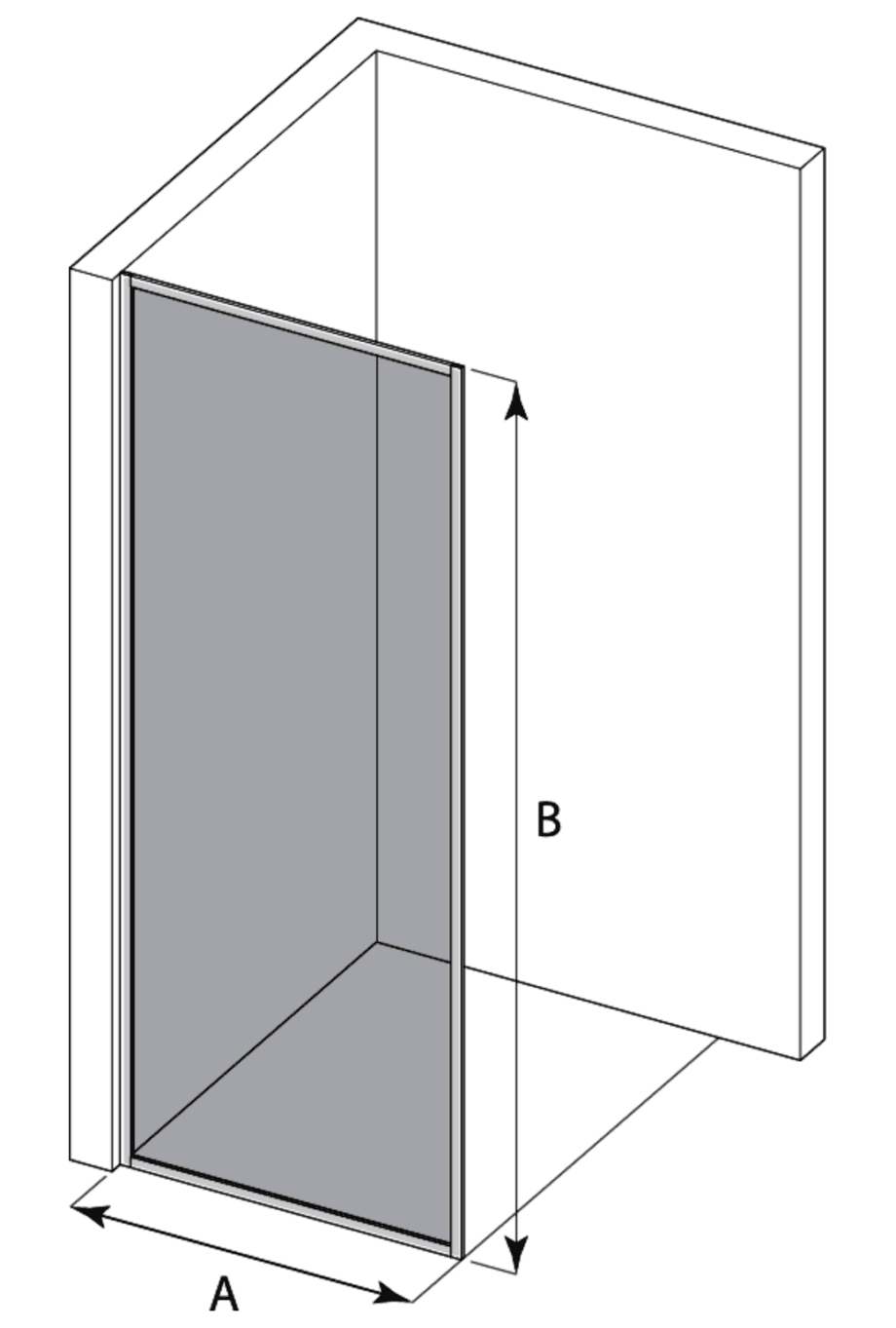 Fully framed fixed shower screen Hietakari Vetro 501 – dimension drawing Fully framed fixed shower screen Hietakari Vetro 501 – dimension drawing