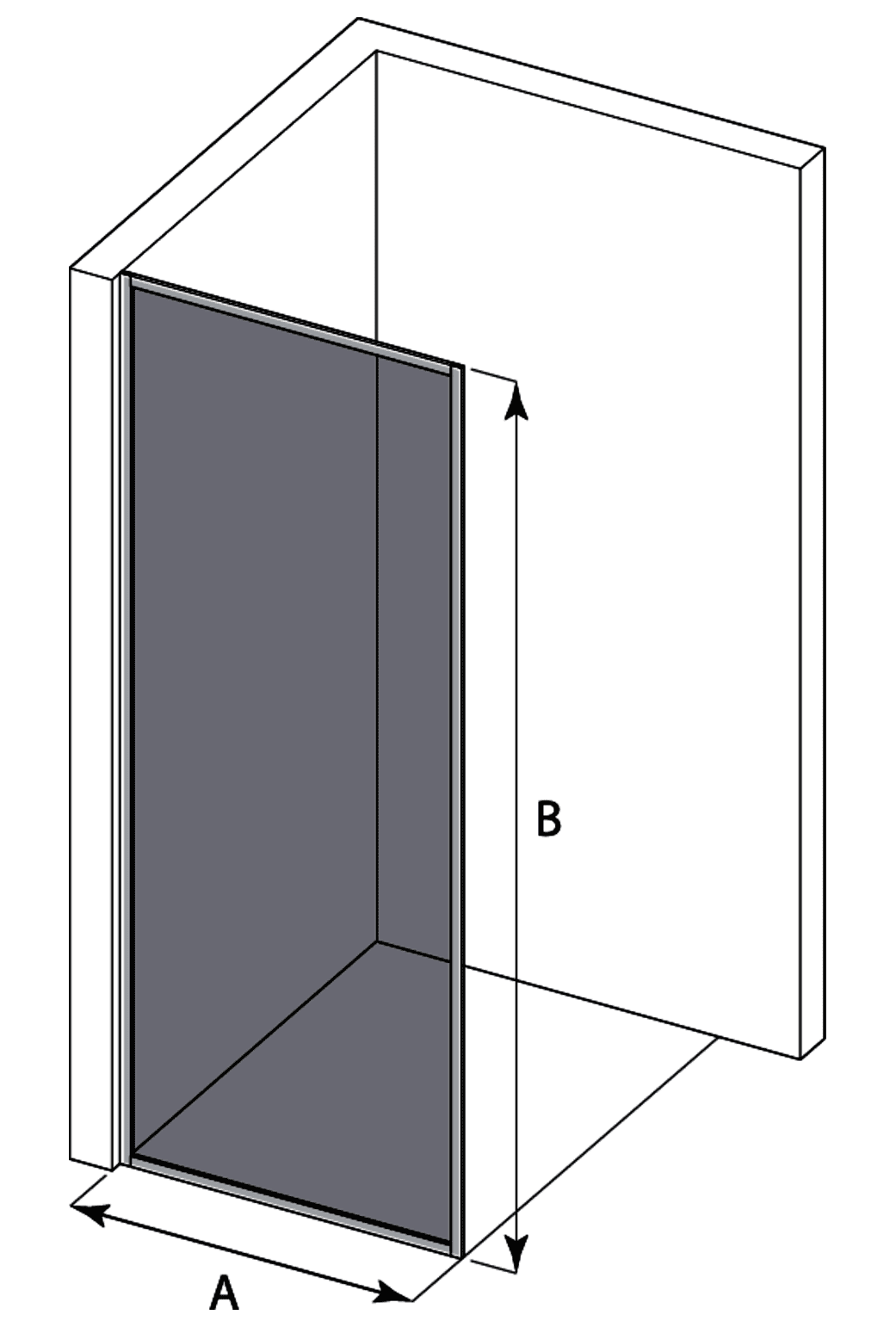 Fully framed fixed shower screen Hietakari Vetro 501 – dimension drawing Fully framed fixed shower screen Hietakari Vetro 501 – dimension drawing