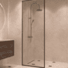 Fully framed fixed shower screen Hietakari Vetro 501, black fittings, clear glass Fully framed fixed shower screen Hietakari Vetro 501, black fittings, clear glass