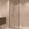 Fully framed fixed shower screen Hietakari Vetro 501, black fittings, super bright glass Fully framed fixed shower screen Hietakari Vetro 501, black fittings, super bright glass
