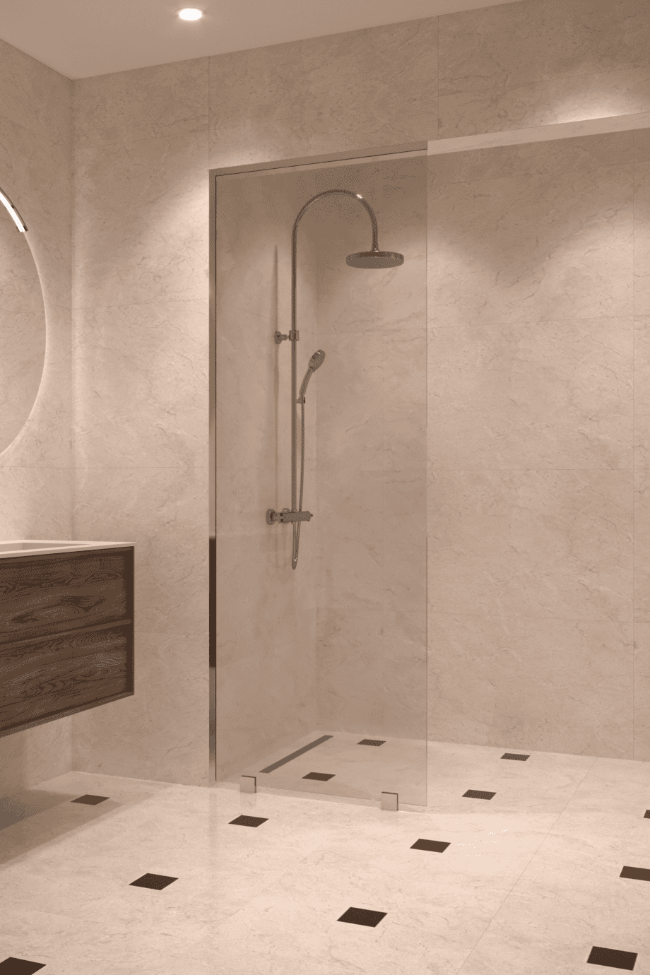 Partially framed fixed shower screen Hietakari Vetro 502, chrome fittings, clear glass Partially framed fixed shower screen Hietakari Vetro 502, chrome fittings, clear glass