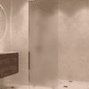 Partially framed fixed shower screen Hietakari Vetro 502, chrome fittings, satin frosted glass Partially framed fixed shower screen Hietakari Vetro 502, chrome fittings, satin frosted glass