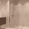 Partially framed fixed shower screen Hietakari Vetro 502, chrome fittings, super bright glass Partially framed fixed shower screen Hietakari Vetro 502, chrome fittings, super bright glass
