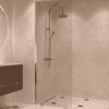 Partially framed fixed shower screen Hietakari Vetro 502, brass fittings, clear glass Partially framed fixed shower screen Hietakari Vetro 502, brass fittings, clear glass