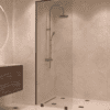 Partially framed fixed shower screen Hietakari Vetro 502, black fittings, clear glass Partially framed fixed shower screen Hietakari Vetro 502, black fittings, clear glass