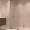 Partially framed fixed shower screen Hietakari Vetro 502, black fittings, satin frosted glass Partially framed fixed shower screen Hietakari Vetro 502, black fittings, satin frosted glass