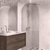 Arched fixed shower screen Hietakari Vetro 509, chrome fittings, grey tinted glass Arched fixed shower screen Hietakari Vetro 509, chrome fittings, grey tinted glass