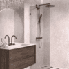 Fixed shower screen Hietakari Vetro 511, Cocoa fittings, grey tinted glass Fixed shower screen Hietakari Vetro 511, Cocoa fittings, grey tinted glass