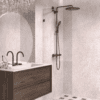 Fixed shower screen Hietakari Vetro 511, Cocoa fittings, clear glass Fixed shower screen Hietakari Vetro 511, Cocoa fittings, clear glass