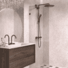 Fixed shower screen Hietakari Vetro 511, Cocoa fittings, bronze tinted glass Fixed shower screen Hietakari Vetro 511, Cocoa fittings, bronze tinted glass