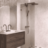 Fixed shower screen Hietakari Vetro 511, Cocoa fittings, brown reeded glass Fixed shower screen Hietakari Vetro 511, Cocoa fittings, brown reeded glass