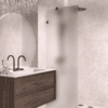 Fixed shower screen Hietakari Vetro 511, Cocoa fittings, satin frosted glass Fixed shower screen Hietakari Vetro 511, Cocoa fittings, satin frosted glass