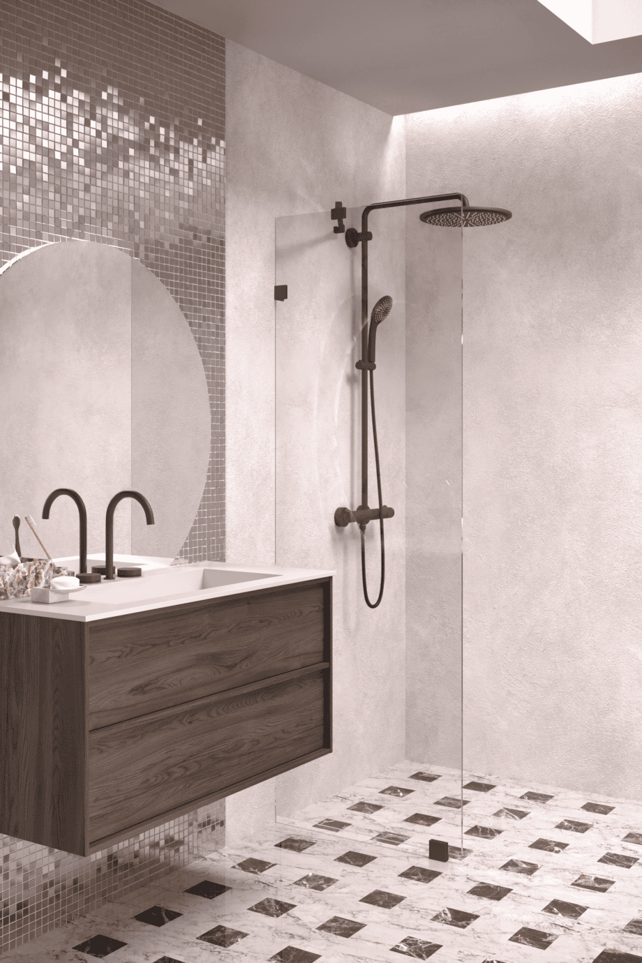 Fixed shower screen Hietakari Vetro 511, Cocoa fittings, super bright glass Fixed shower screen Hietakari Vetro 511, Cocoa fittings, super bright glass