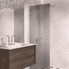 Fixed shower screen Hietakari Vetro 511, brushed fittings, grey reeded glass Fixed shower screen Hietakari Vetro 511, brushed fittings, grey reeded glass