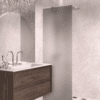 Fixed shower screen Hietakari Vetro 511, brushed fittings, grey satin glass Fixed shower screen Hietakari Vetro 511, brushed fittings, grey satin glass