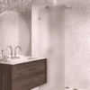 Fixed shower screen Hietakari Vetro 511, brushed fittings, satin frosted glass Fixed shower screen Hietakari Vetro 511, brushed fittings, satin frosted glass