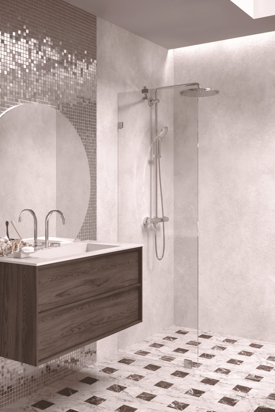 Fixed shower screen Hietakari Vetro 511, brushed fittings, super bright glass Fixed shower screen Hietakari Vetro 511, brushed fittings, super bright glass