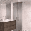 Fixed shower screen Hietakari Vetro 511, brass fittings, grey reeded glass Fixed shower screen Hietakari Vetro 511, brass fittings, grey reeded glass