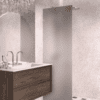 Fixed shower screen Hietakari Vetro 511, brass fittings, grey satin glass Fixed shower screen Hietakari Vetro 511, brass fittings, grey satin glass