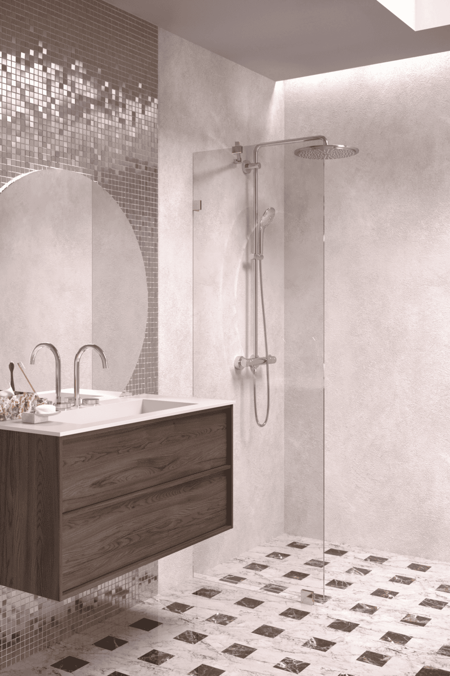 Fixed shower screen Hietakari Vetro 511, brass fittings, clear glass Fixed shower screen Hietakari Vetro 511, brass fittings, clear glass