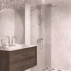 Fixed shower screen Hietakari Vetro 511, brass fittings, bronze tinted glass Fixed shower screen Hietakari Vetro 511, brass fittings, bronze tinted glass