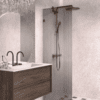 Fixed shower screen Hietakari Vetro 511, black fittings, grey reeded glass Fixed shower screen Hietakari Vetro 511, black fittings, grey reeded glass