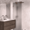 Fixed shower screen Hietakari Vetro 511, black fittings, grey satin glass Fixed shower screen Hietakari Vetro 511, black fittings, grey satin glass