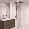 Fixed shower screen Hietakari Vetro 511, black fittings, clear glass Fixed shower screen Hietakari Vetro 511, black fittings, clear glass